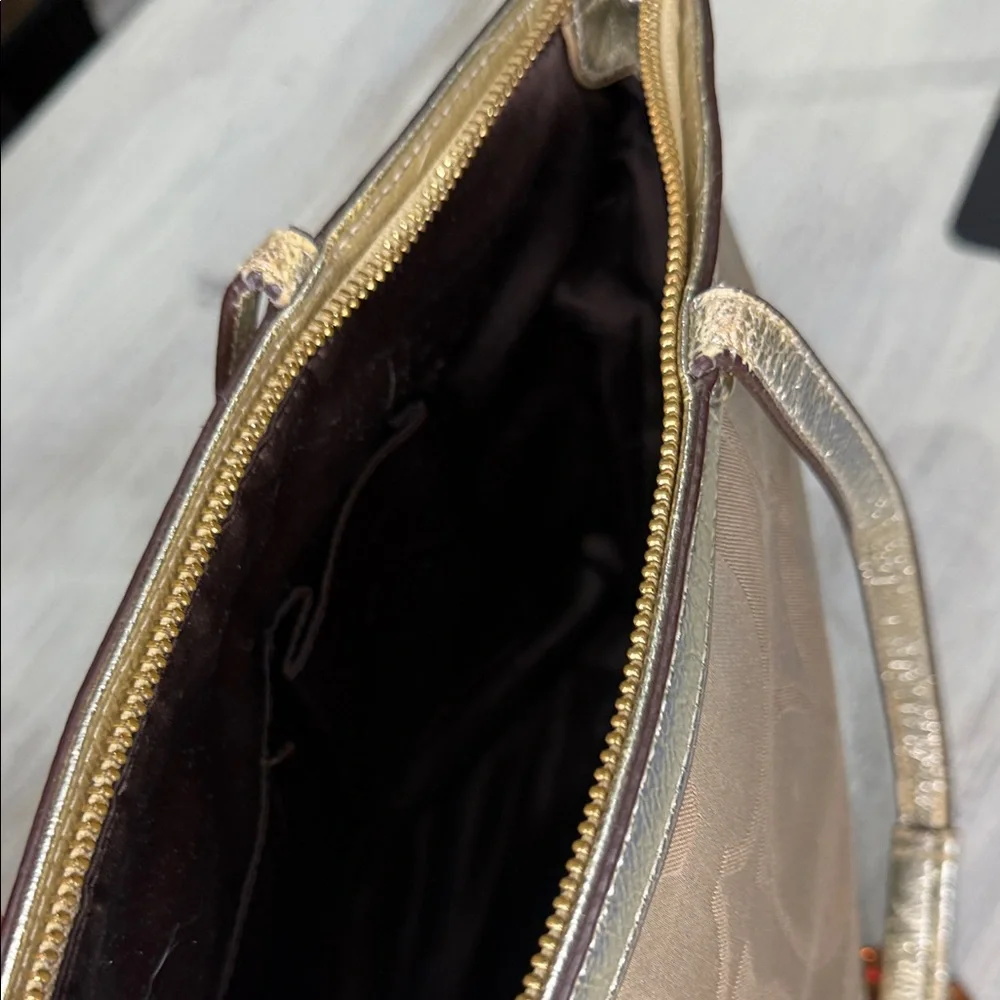 Coach Gold and Tan Signature Tote